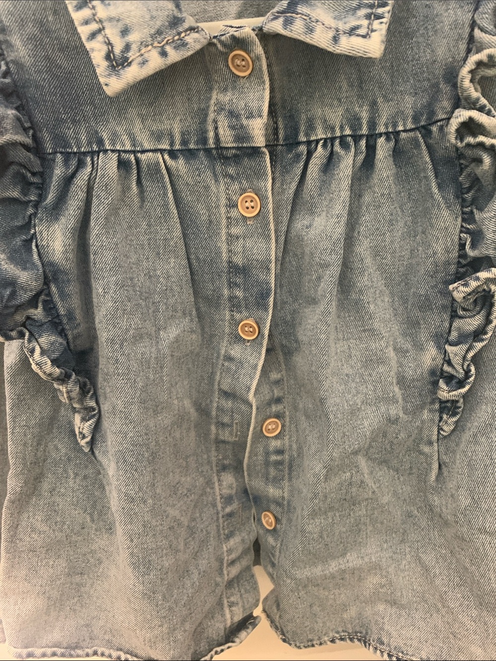 Girls' Light Blue Denim Ruffle Jacket - Picture 5 of 6
